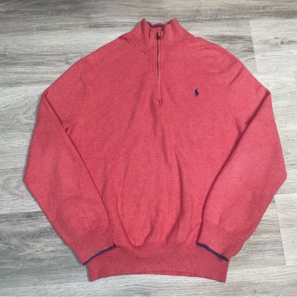 Ralph Lauren Other - Ralph Lauren Men's light red quarter Zip-Up Sweater 100% pima cotton sz XL